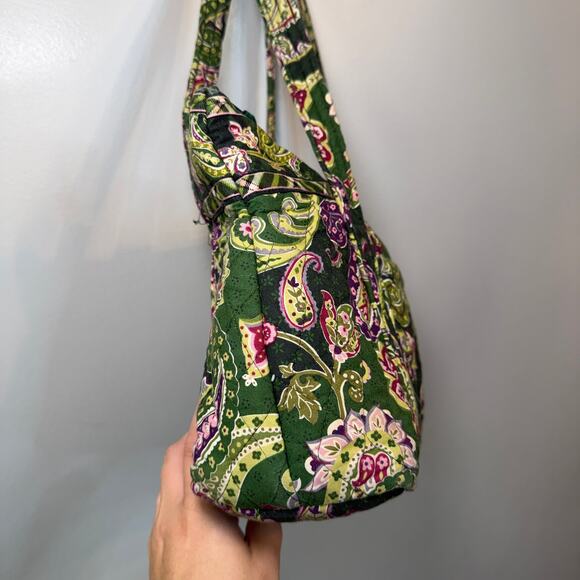 Vera Bradley Chelsea Green Paisley Print Zip Shoulder Bag Purse - Picture 3 of 10